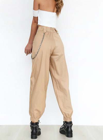 Side Chain Pants For Women Loose Wide Leg Harem Pants 