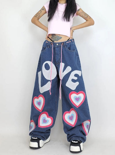 Printed Loose and Slim Jeans Pant