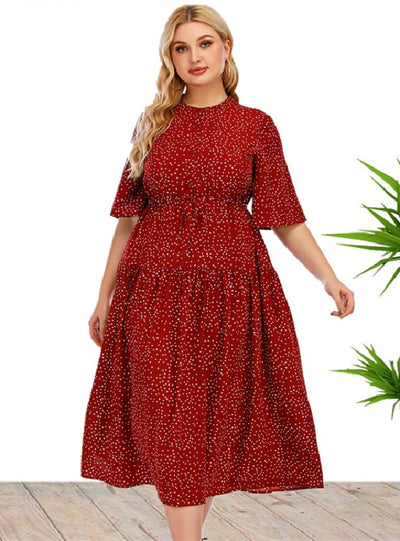 Plus Size Polka Dots Long Dress