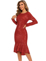 Sexy Long Sleeve Retro Sequined Dress