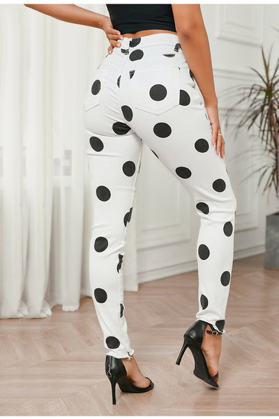 Women High Waist Polka Dot Pants