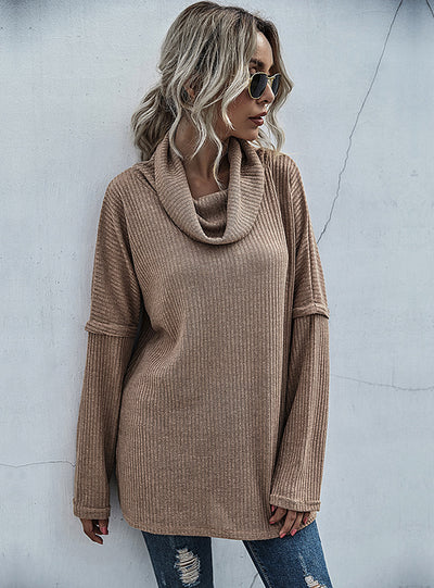 Pile-collar Bottom Shirt Knitted Top