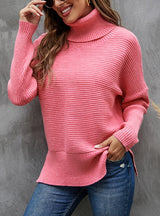 Solid Color Pit Slit Ladies Lapel Sweater