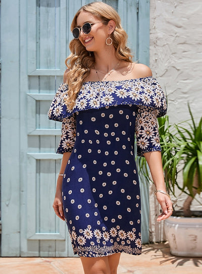 Off the Shoulder Printed Dress