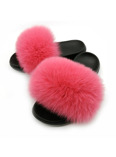 Fashion Women Fox Fur Real Fur Slippers