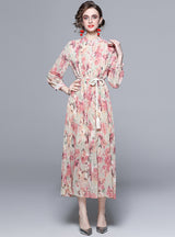 Chiffon High Waist Slim Print Dress