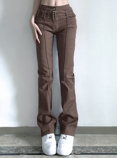 Stretch Horn Straight Hip-lifting Jeans