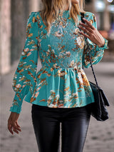 Round Neck Shirt Long Sleeve Flower Shirt