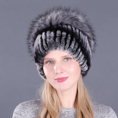 Rabbit Fur Hat Female Winter Rex Fur Winter