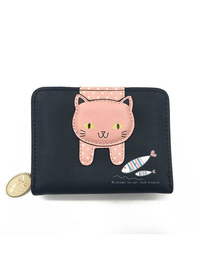 Women Cute Cat Wallet Small Zipper Girl 