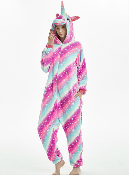 Big Galaxy Unicorn Winter Adults Animal Pajamas Sets