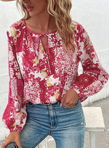 Printed Bubble Sleeves Print Shirt