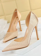 Snake Silk High Heel Shoes