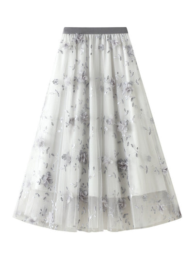 Three-dimensional Embroidered Gauze Skirt