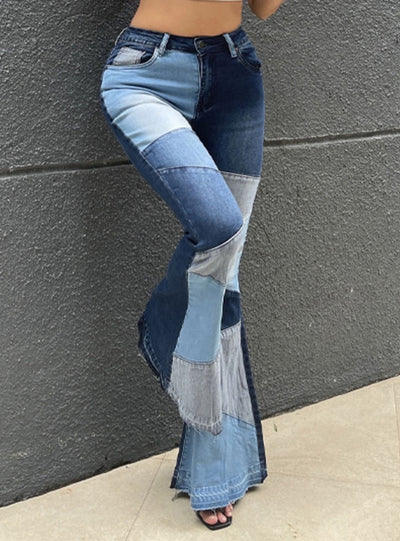 Wide-leg Fashion Stitching Jeans