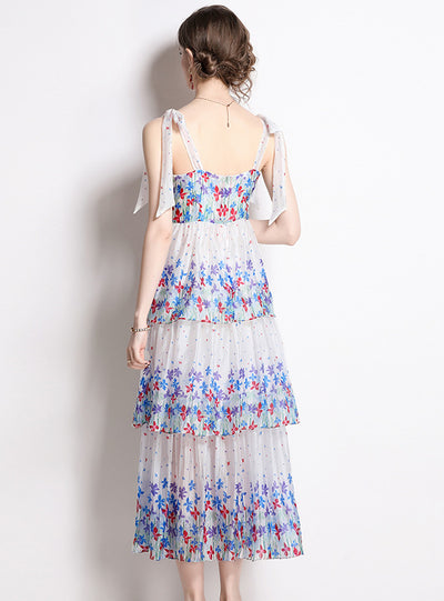 Women Flower Sling Cake Dress