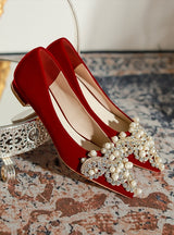 Thick-heeled Flat-bottomed Bridal Shoes