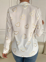 Deep V-Neck Love Printed Casual Top