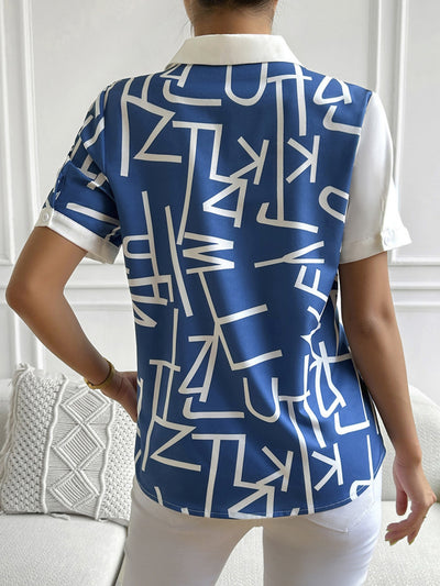 Casual Short-sleeved Letter Printed Shirt