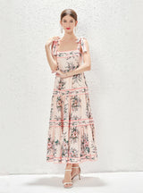 Women Retro Printed Sling Dress