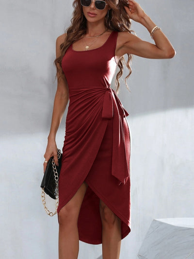 Strap Square Neck Irregular Hem Dress