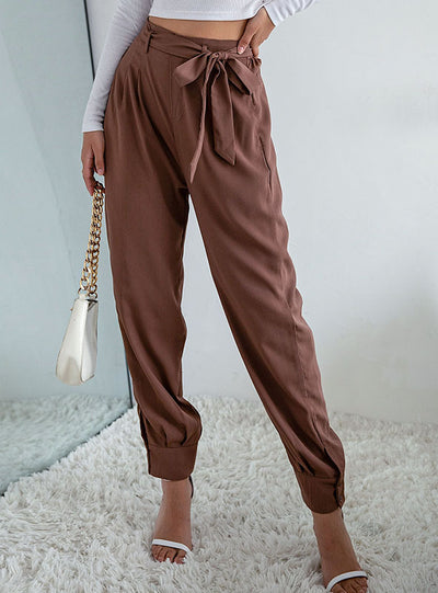 Nine-point Lace-up Casual Pant