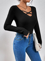 V-neck Slim Long Sleeve T-shirt