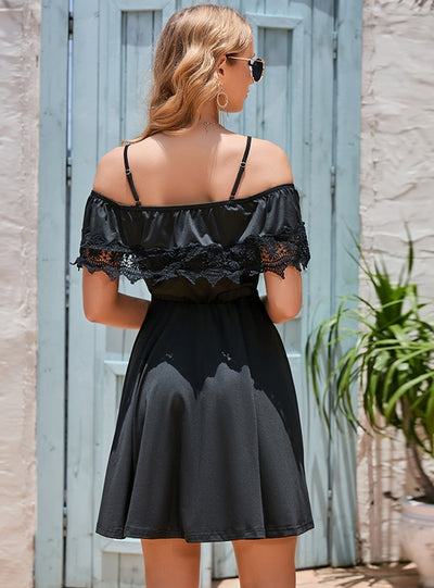 Off the Shoulder Lace Straps Dress