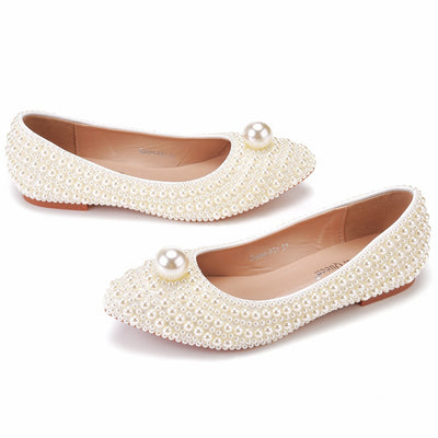 Shallow-bottomed Pointed Pearl Wedding Shoes