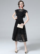 Women Thin Flounces Lace Dress