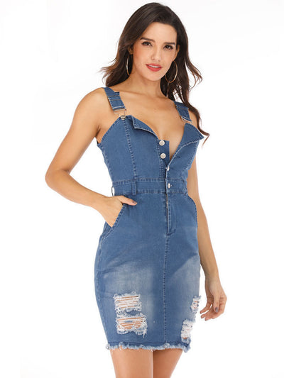 Sexy Denim Holes Dress