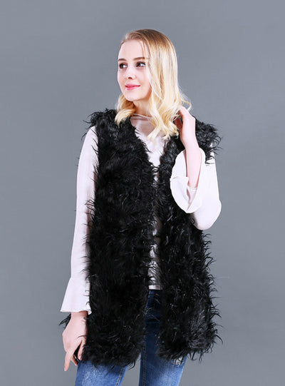 Women Faux Fur Vest Imitation Fur Ostrich Hair