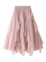 Nail Bead Irregular Ruffled Gauze Skirt