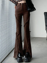 High Waist Flared Pants Split Jeans