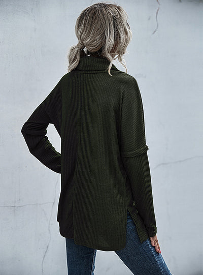 Pile-collar Bottom Shirt Knitted Top