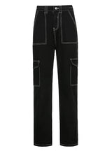 Women Denim Trouser Loose Cargo Pants Korean Jeans