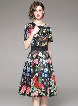 Retro Printed Medium and Long Dress