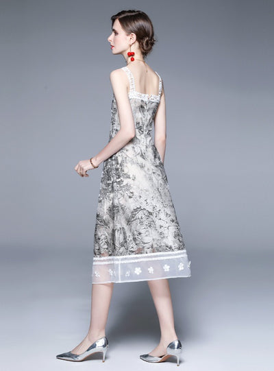 Three-dimensional Relief Jacquard Embroidery Retro Dress