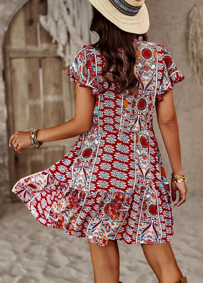 Bohemian Holiday Print Dress