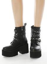 Thick Rivet Side Zipper Bootie Girl