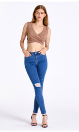 Stretch Jeans Holes Pant