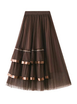 Lotus Leaf Gauze Pleats Skirt