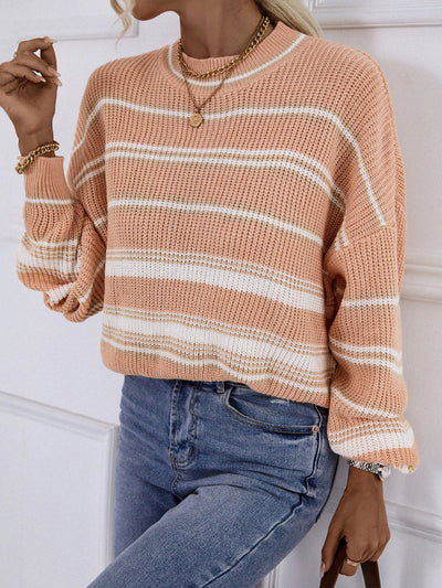 Loose Pullover Long Sleeve Striped Sweater