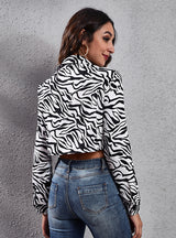 Zebra Check Long-sleeved Cardigan Jacket