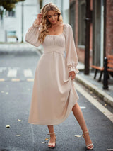 Long-sleeved Square Neck Dress