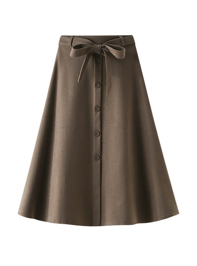 Winter Single-breasted Bow Skirt