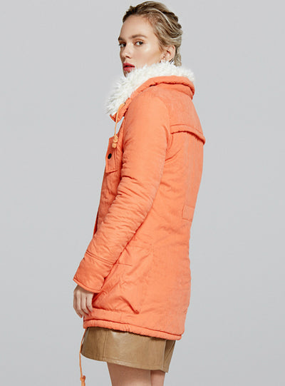 Long Cotton-padded Jacket Warm Cclothes With Hat