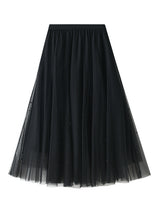 High Waist Mesh Beads Long Skirt