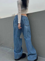 Loose Straight Irregular Holes Jeans