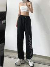 Wind-loose High Waist Letters Prints Pant